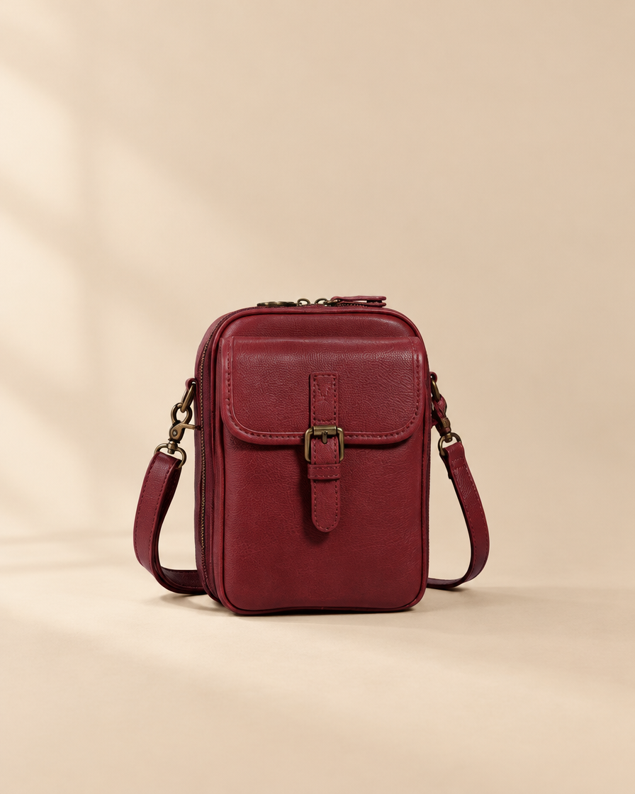 Naya Small Crossbody Bag - burgundy red