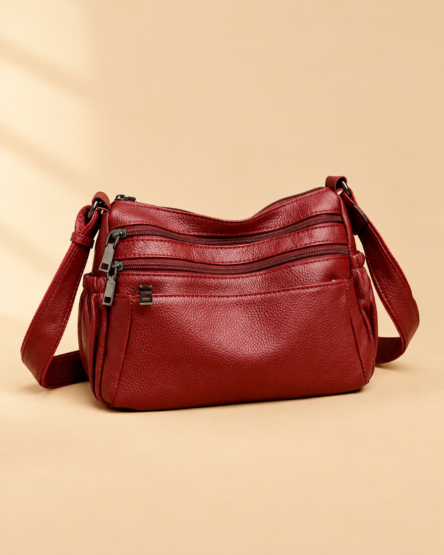 Eris Leather Crossbody Bag - red