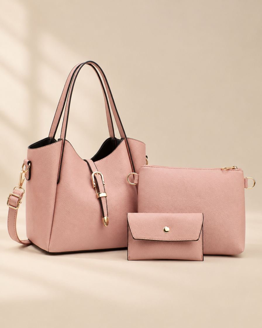Hera Tote Bag Set (3-delig) – Roze