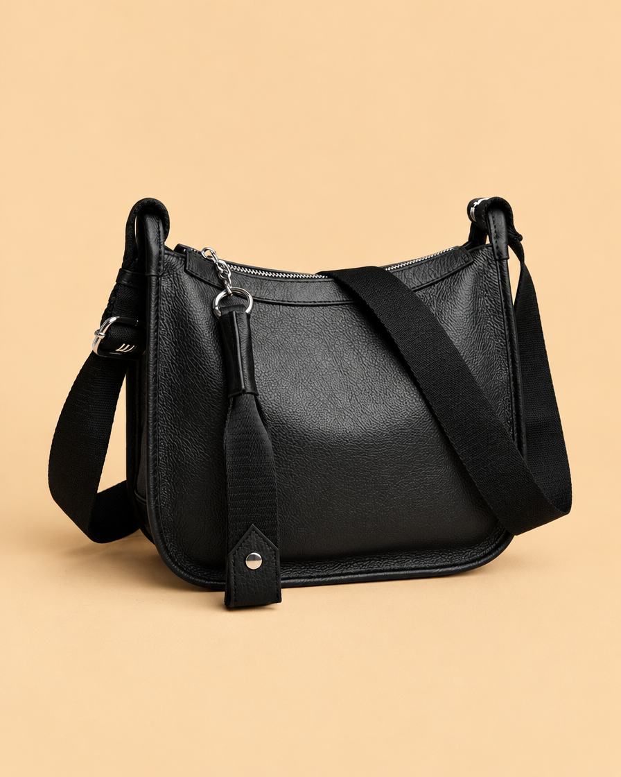 Doris Leather Shoulder Bag - black