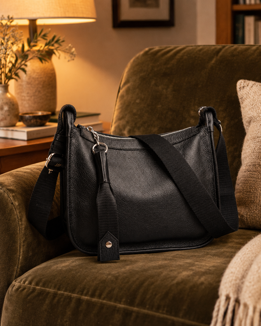 Doris Leather Shoulder Bag gedragen