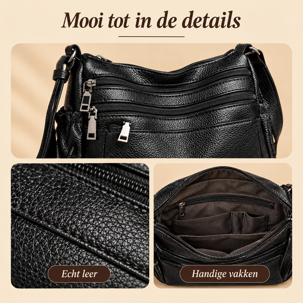 Eris Leren Schoudertas – details van dichtbij