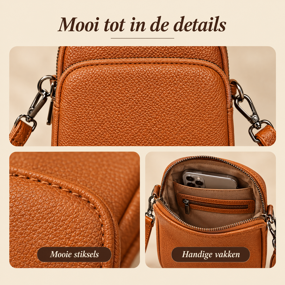 Hebe Crossbody Tas – details van dichtbij