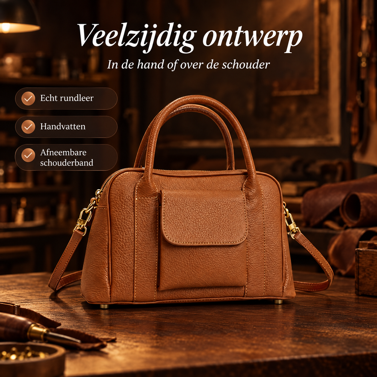 Phoebe Leren Handtas – kenmerken