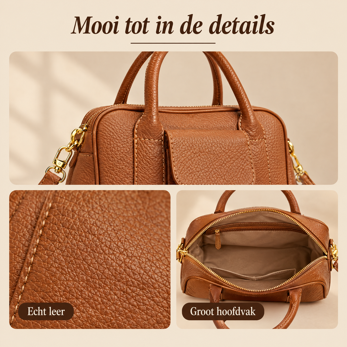 Phoebe Leren Handtas – details van dichtbij