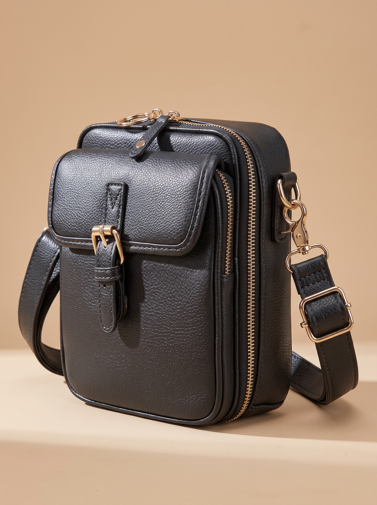 De Ruimste Crossbodytas, grijs, schuin van voren