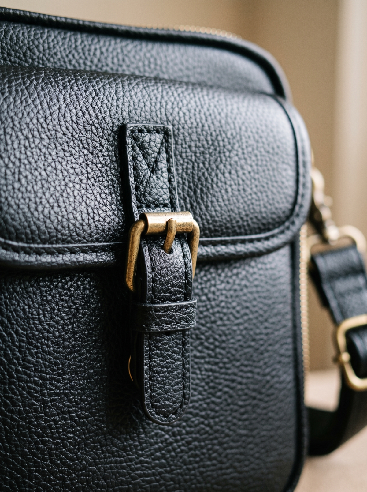 De Ruimste Crossbodytas, zwart, van dichtbij