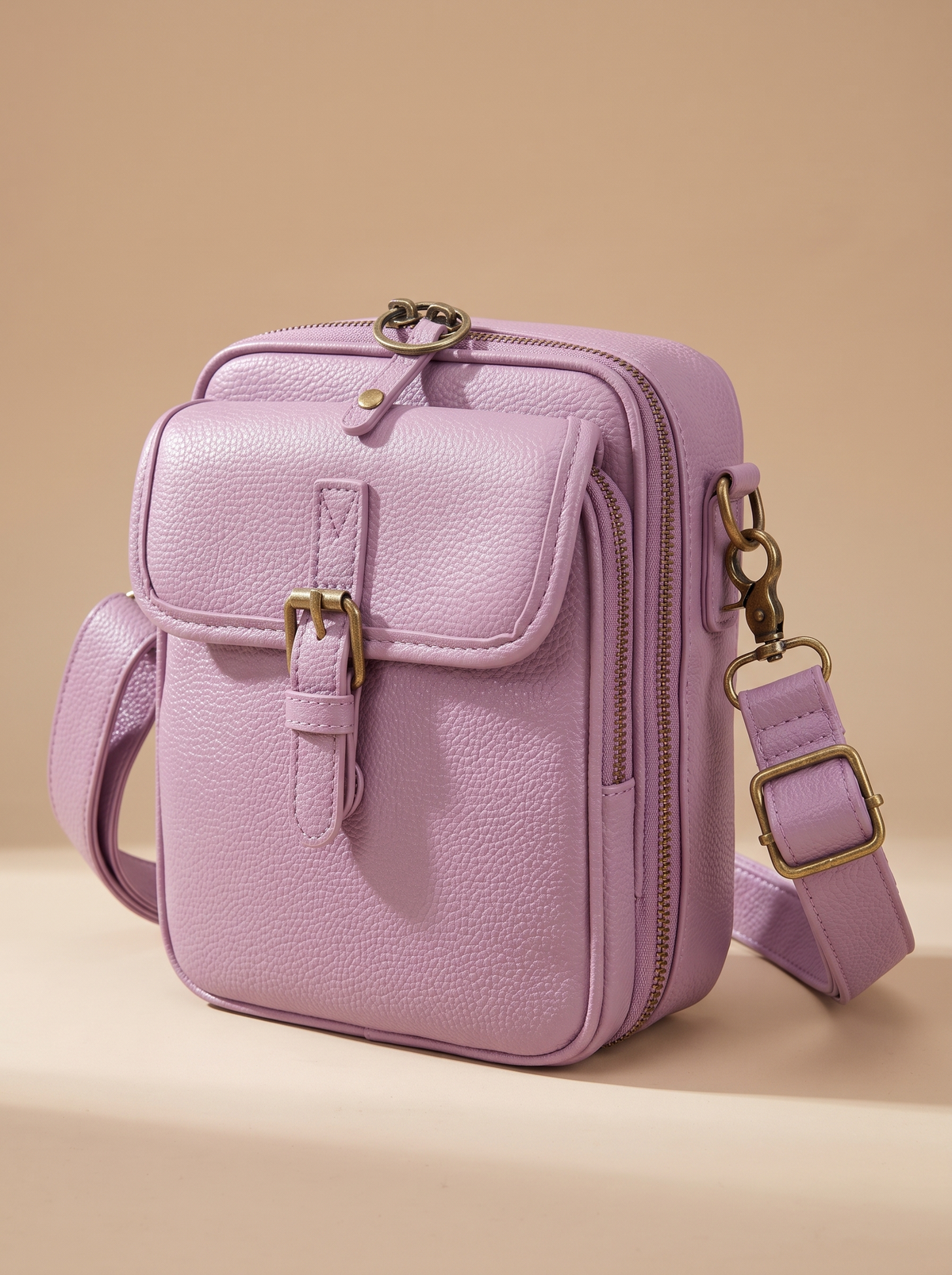De Ruimste Crossbodytas, roze, schuin van voren