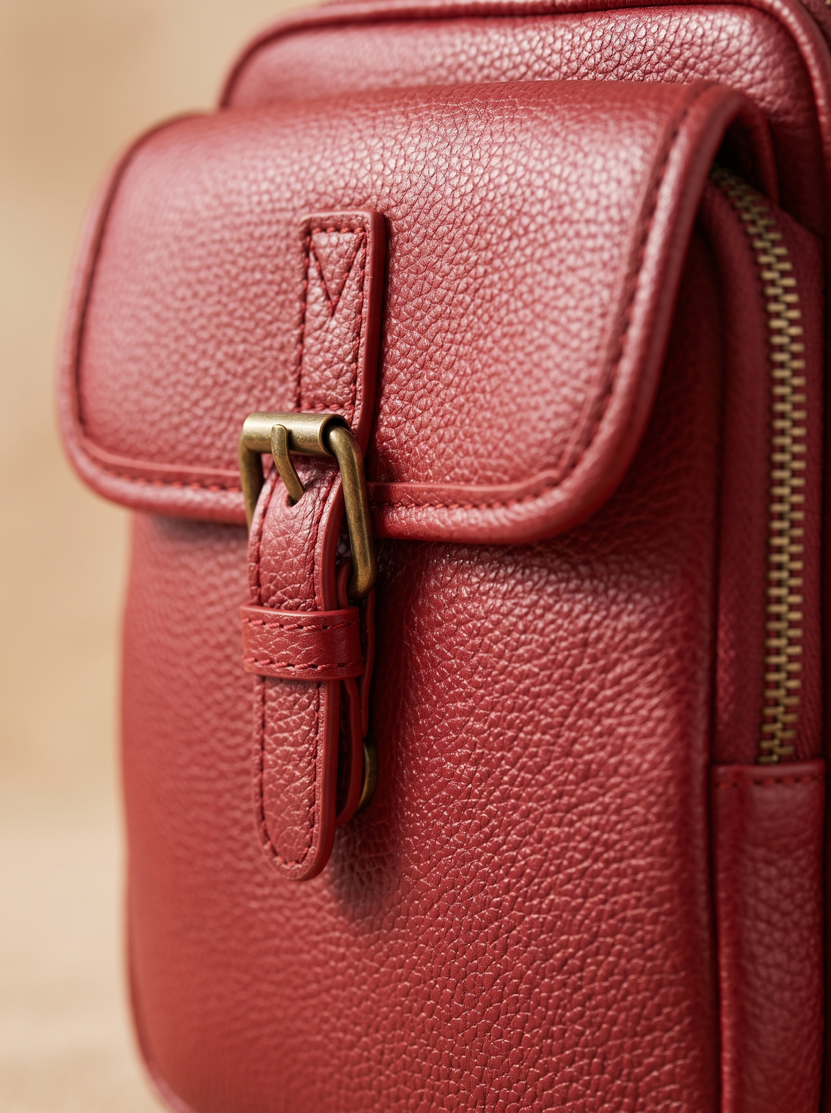 De Ruimste Crossbodytas, rood, van dichtbij