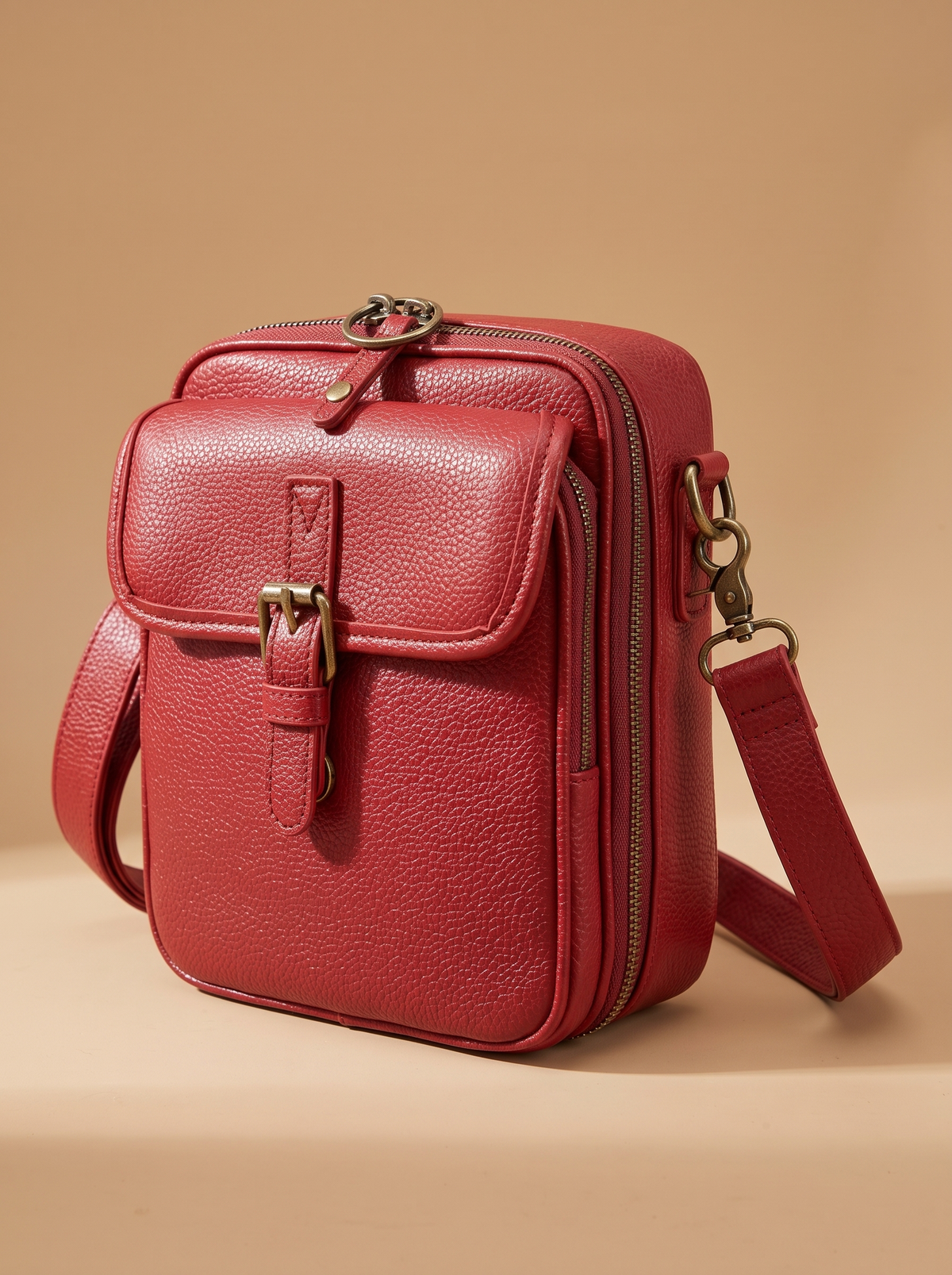 De Ruimste Crossbodytas, rood, schuin van voren