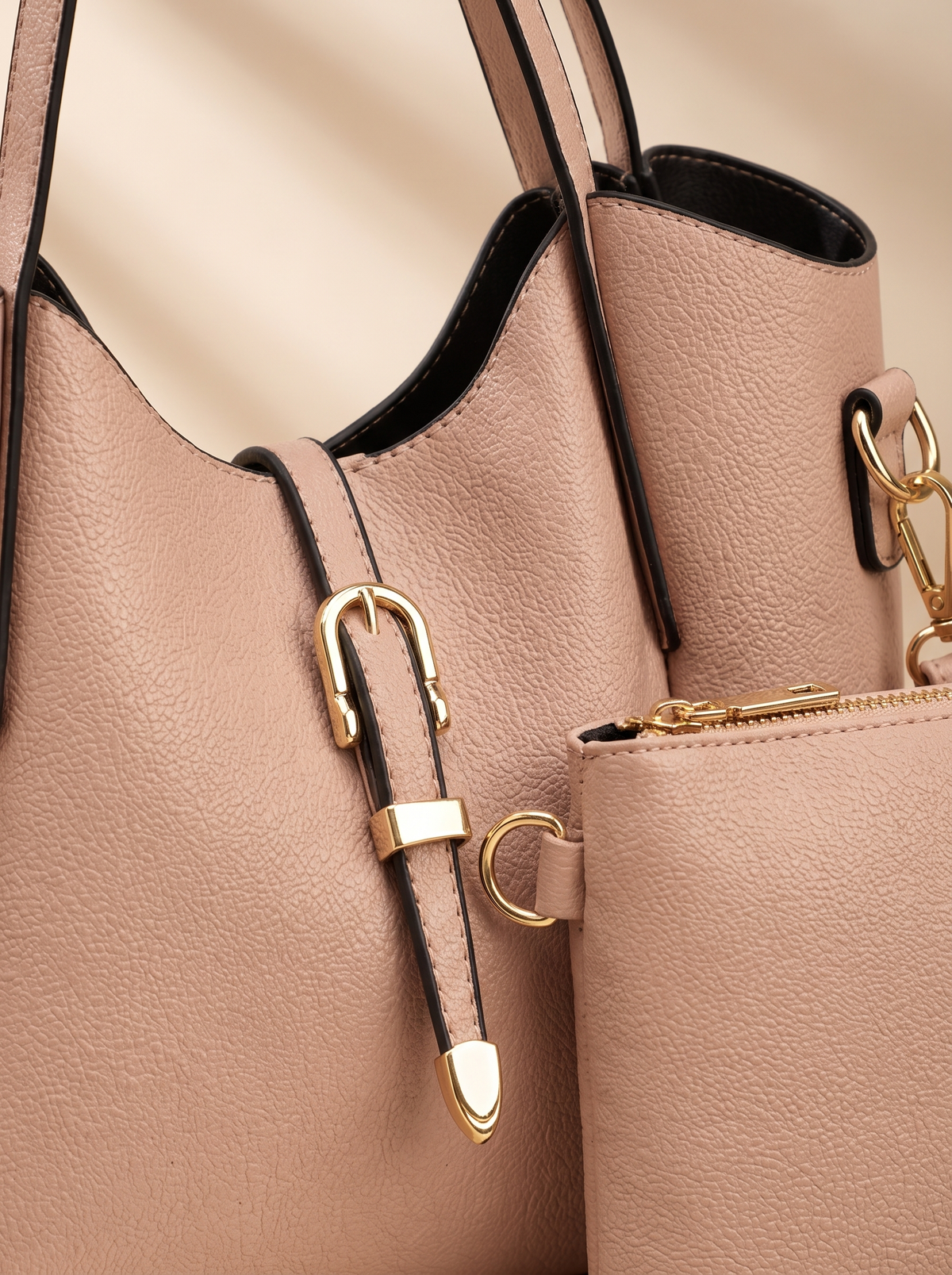 Hera Tote Bag Set (3-delig), oudroze, van dichtbij