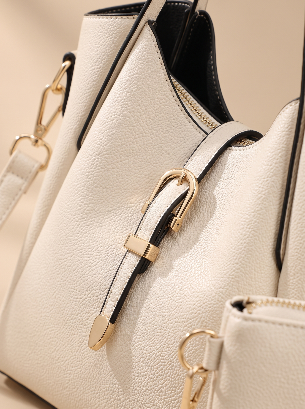 Hera Tote Bag Set (3-delig), crème, van dichtbij