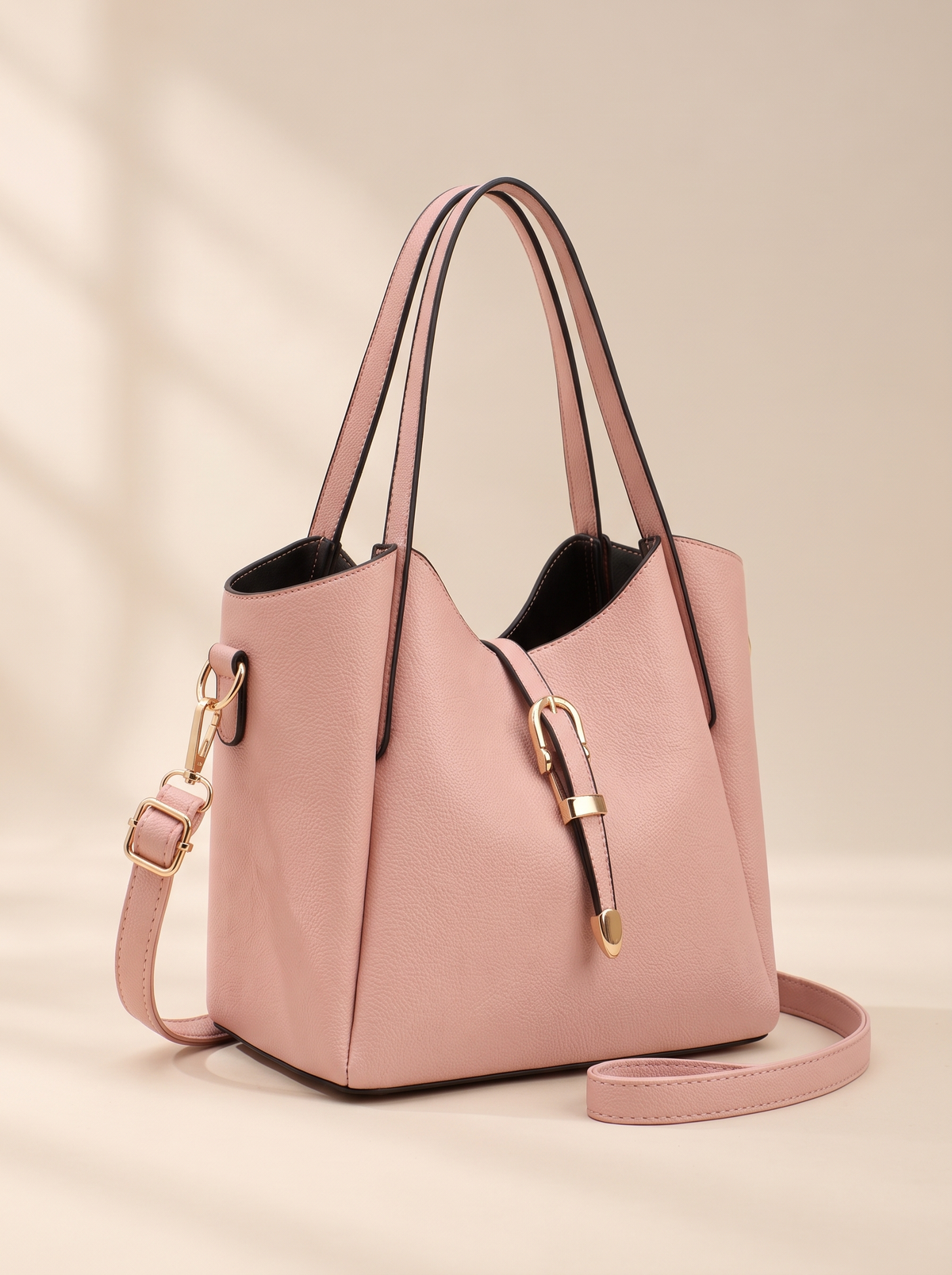 Hera Tote Bag Set (3-delig), roze, schuin van voren