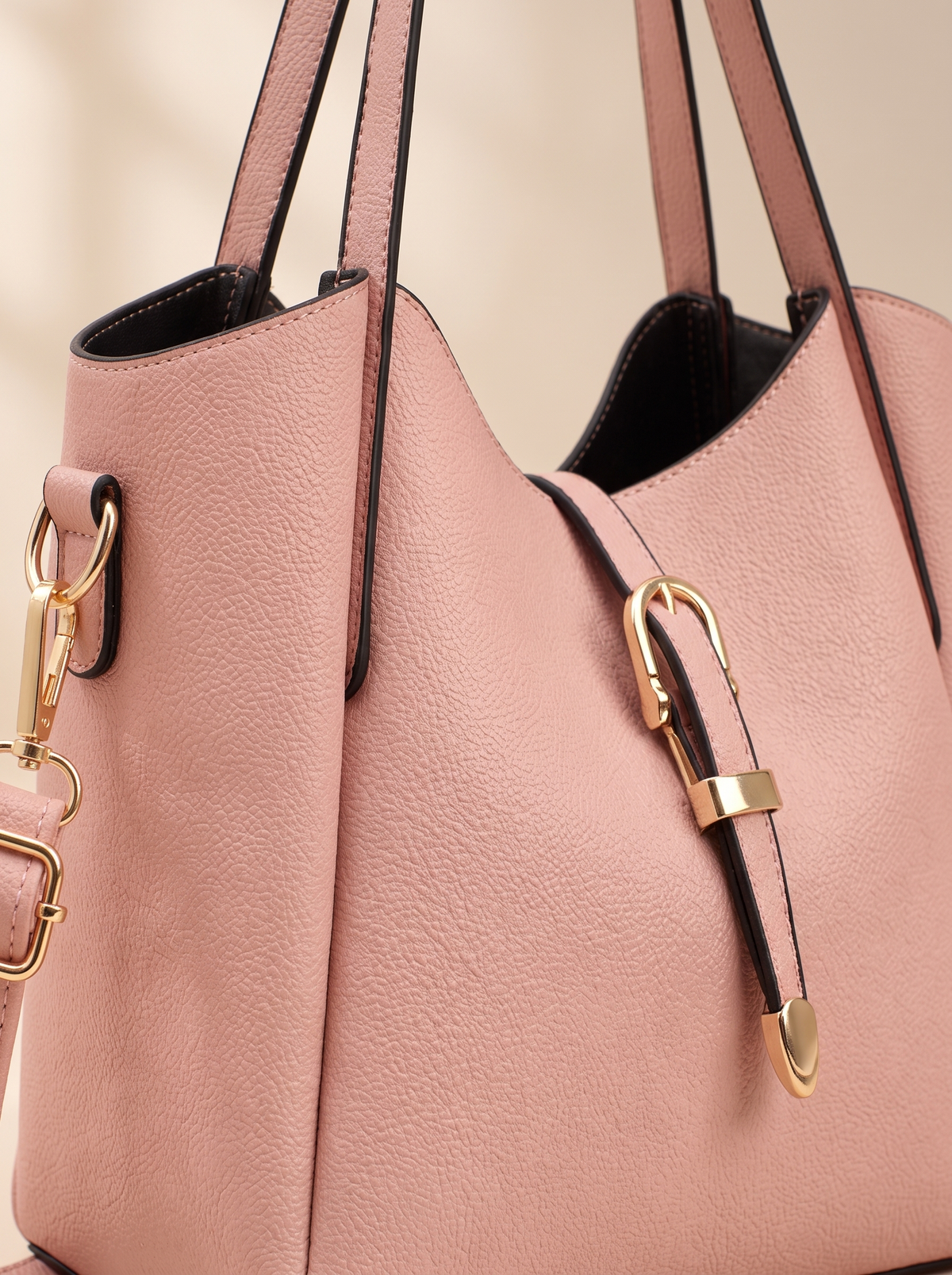 Hera Tote Bag Set (3-delig), roze, van dichtbij