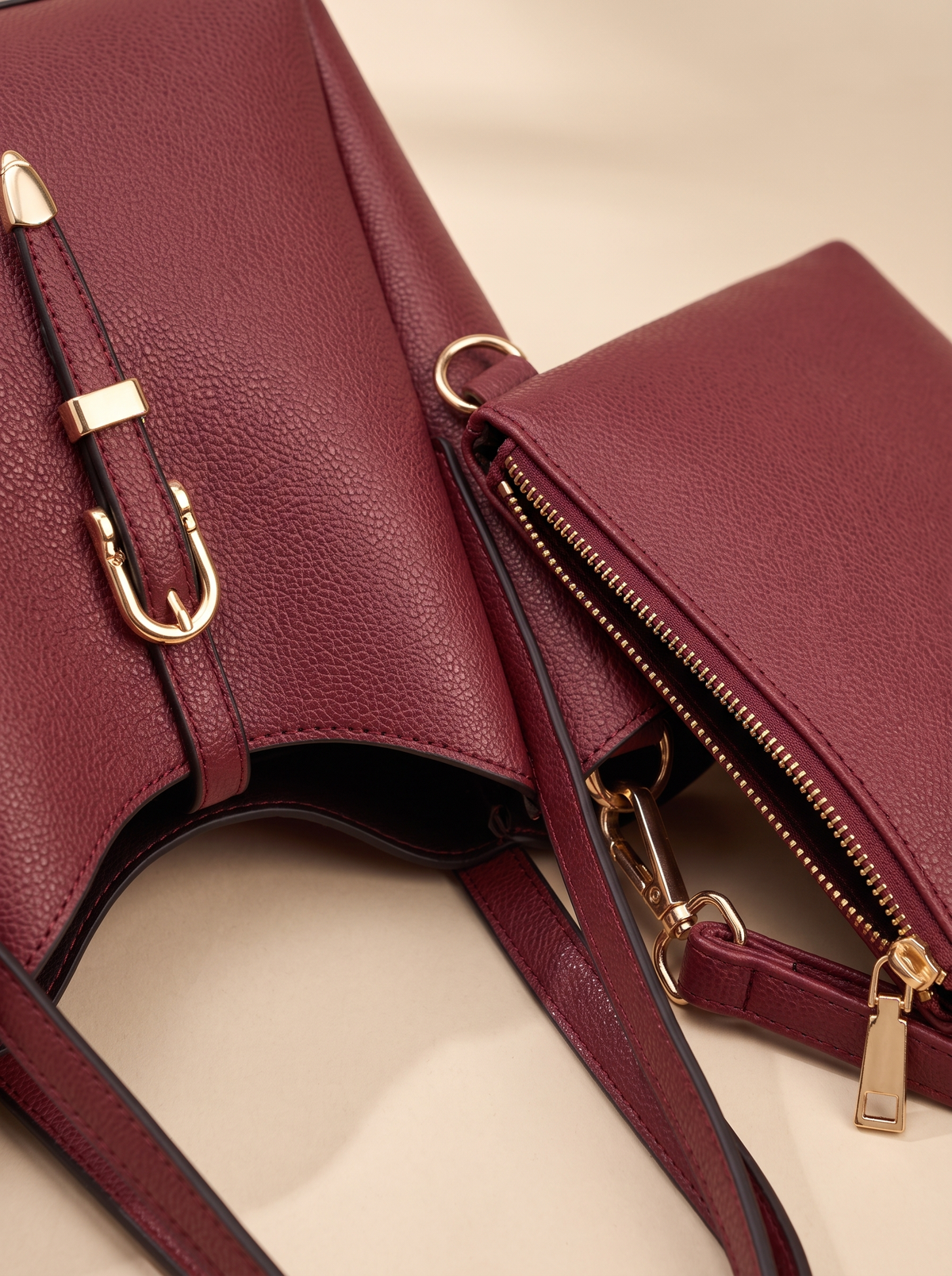 Hera Tote Bag Set (3-delig), bordeaux, van dichtbij