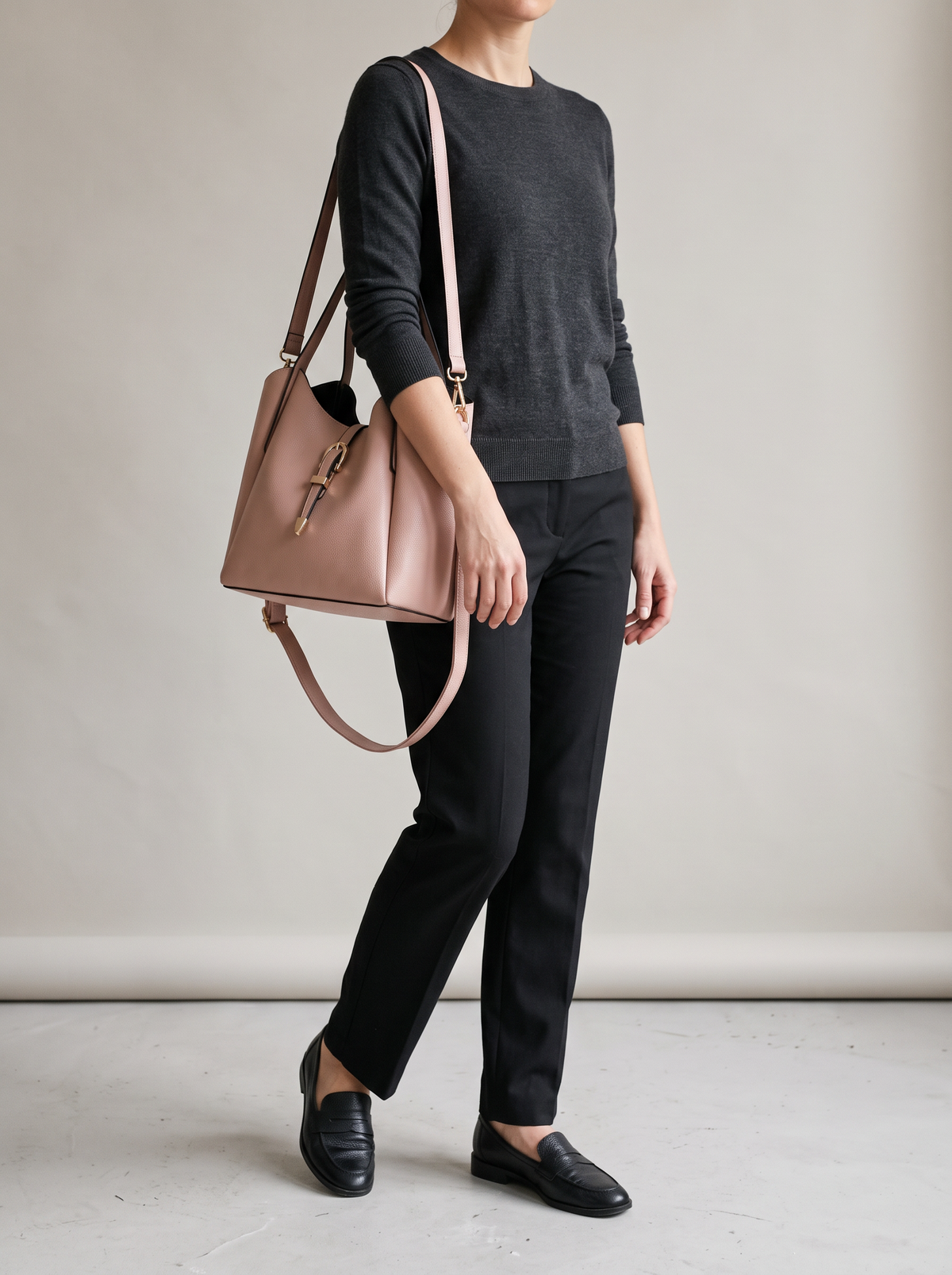 Hera Tote Bag Set (3-delig), oudroze, ten voeten uit