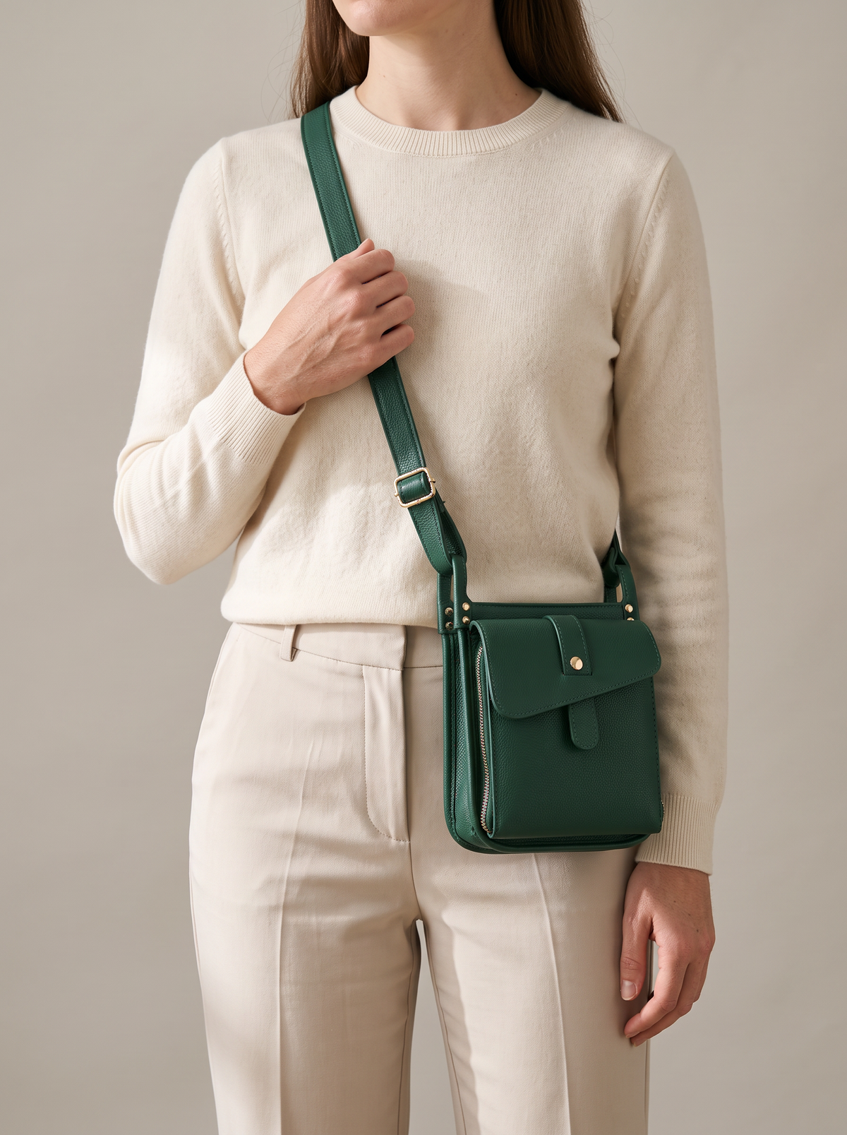 Athena Crossbody Tas, groen, aan de schouder