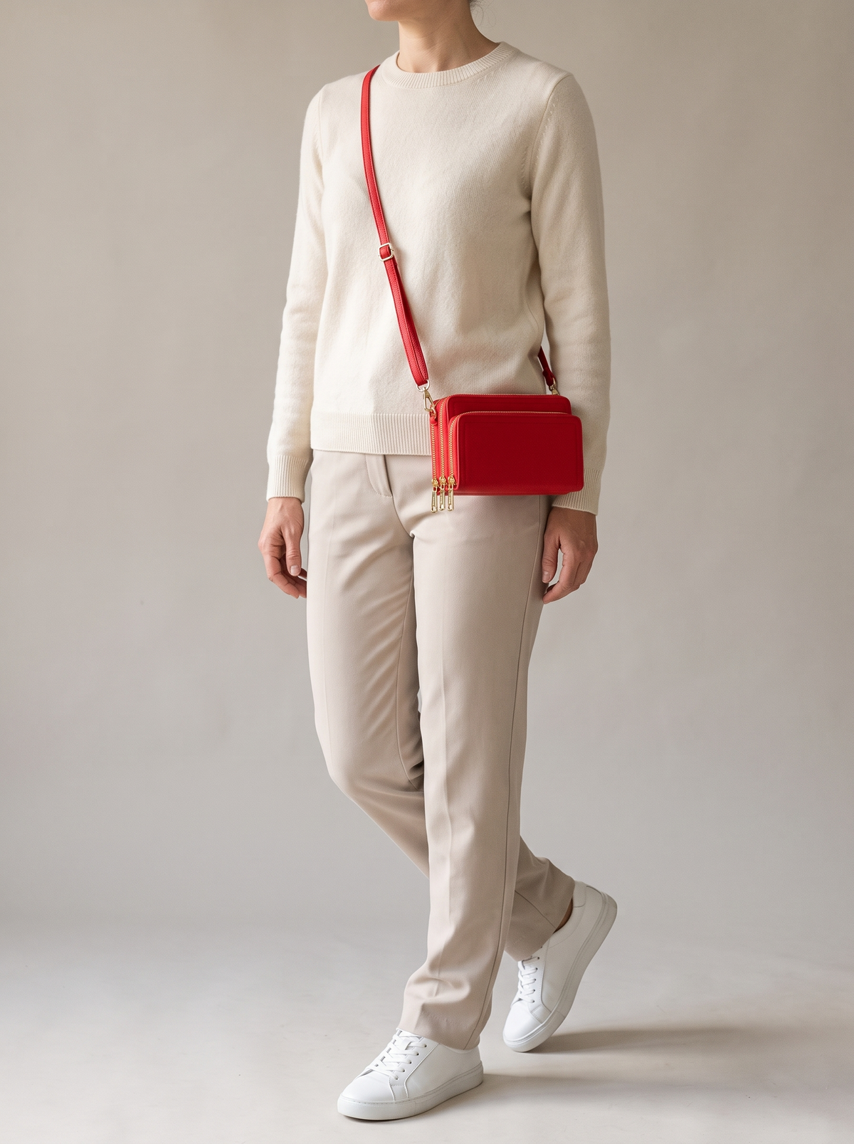 Bali Crossbody Portemonnee, rood, ten voeten uit