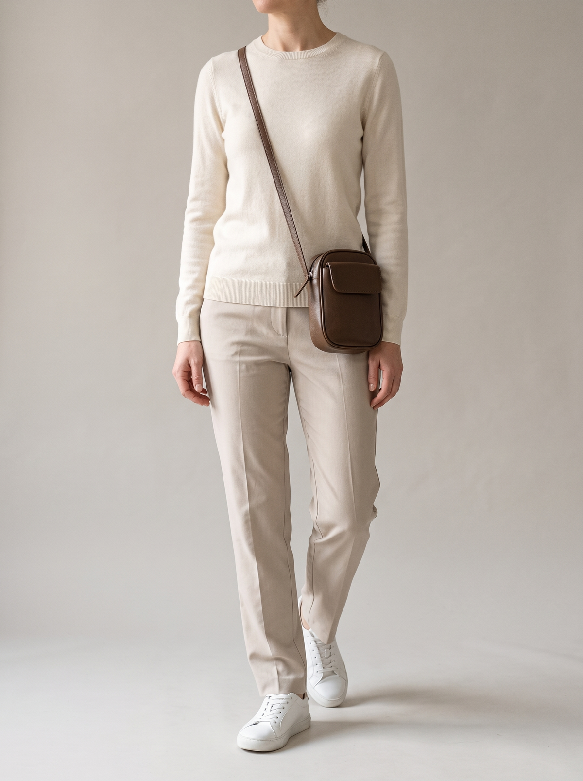 Aphrodite Crossbody Tas, koffiebruin, ten voeten uit