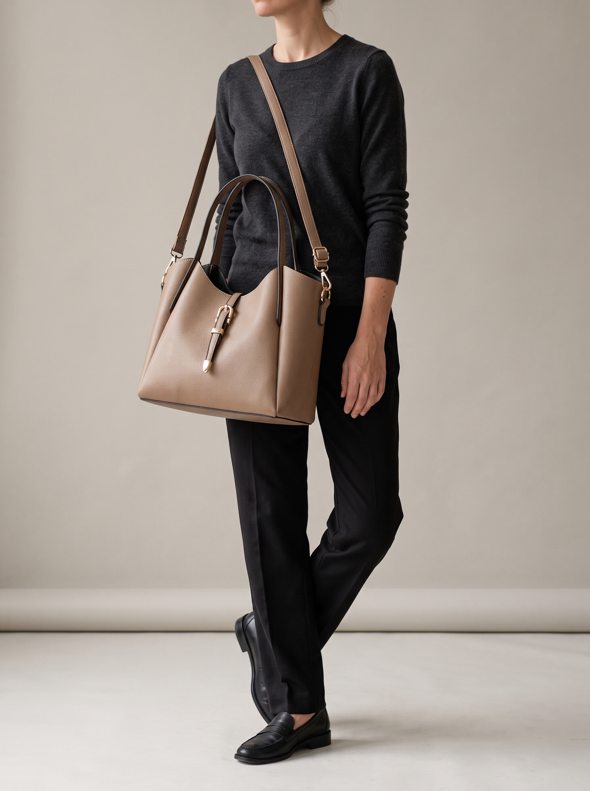 Hera Tote Bag Set (3-delig), kaki, ten voeten uit