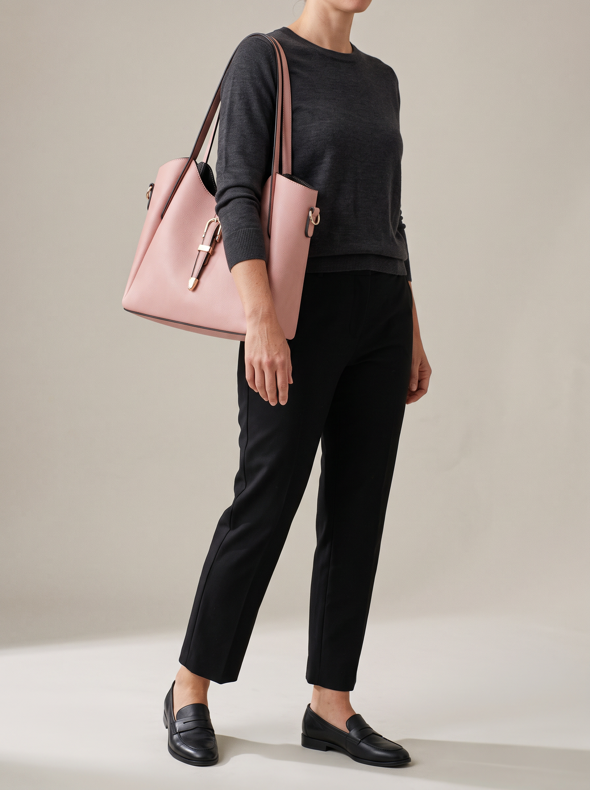 Hera Tote Bag Set (3-delig), roze, ten voeten uit
