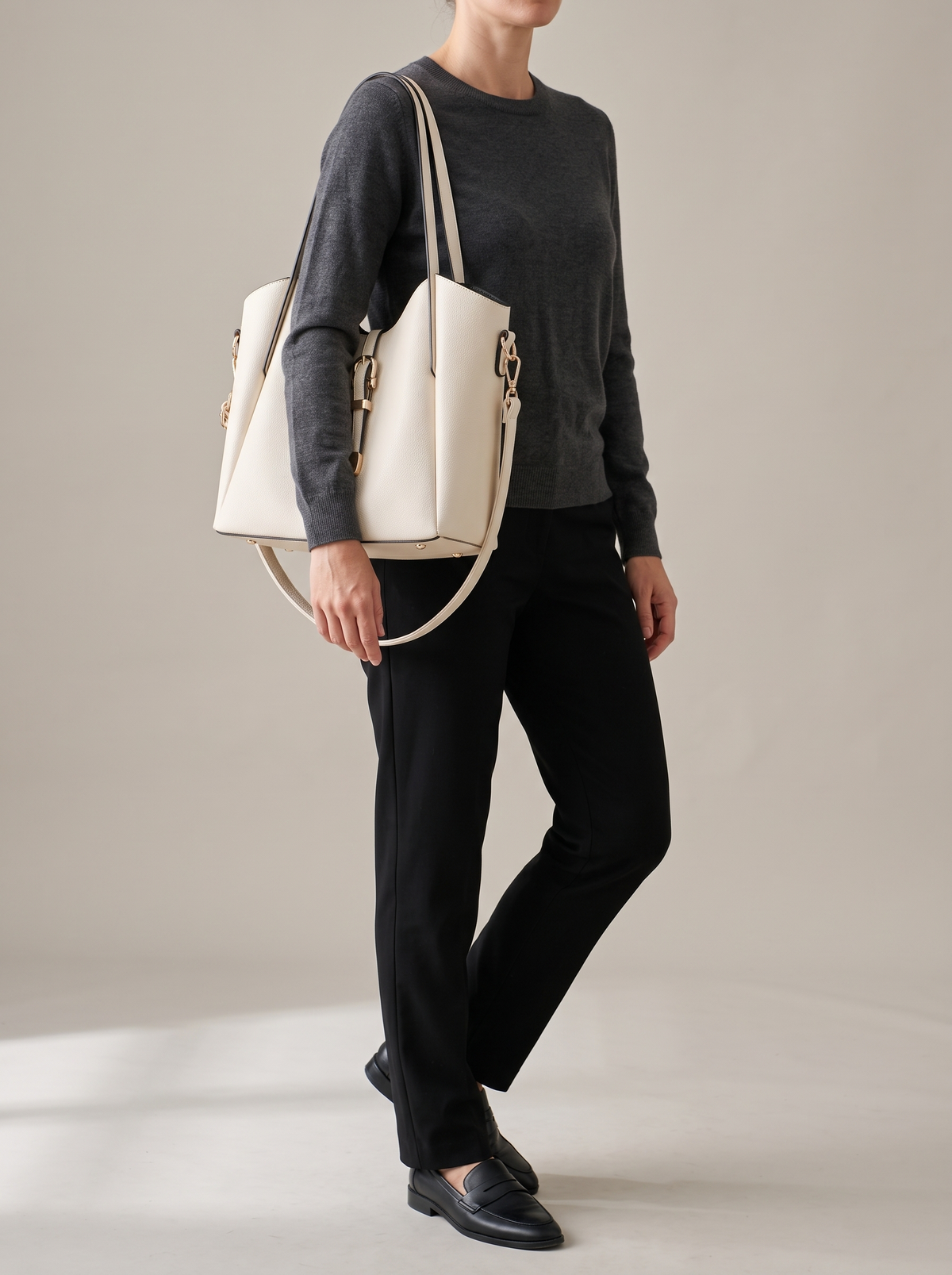 Hera Tote Bag Set (3-delig), crème, ten voeten uit